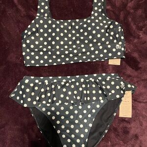Albion Fit Polka Dot Bikini Set - Black and White